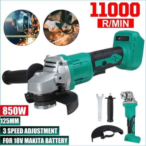 125mm Brushless Cordless Angle Grinder 3 Variable Speed Electric Grinding Machine For Makita 18V Battery (Without battery)