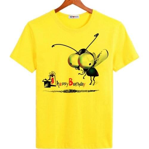 BGtomato happy animals flying t shirts mens cool cartoon fashion shirts original brand 100% good quality soft tops