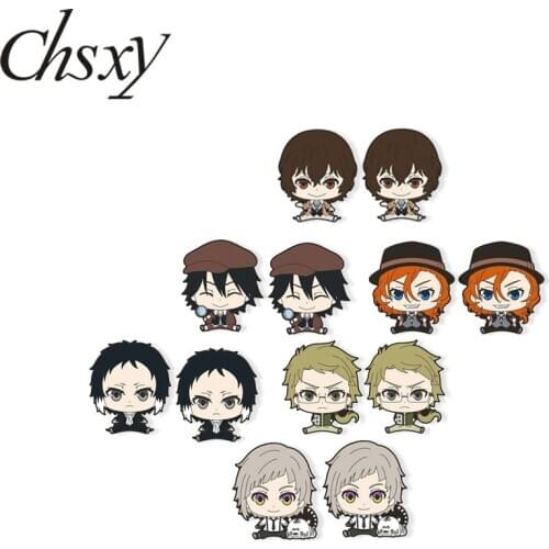 CHSXY Hot Sale Anime Bungou Stray Dogs Earrings Acrylic Cartoon Figures Print Art Picture Resin Epoxy Earrings For Fans Gifts