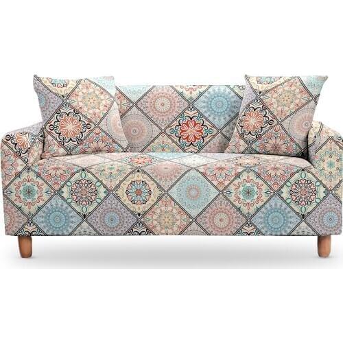Stretch Slipcovers Sectional Elastic Mandala Print Sofa Cover for Living Room Couch Cover L shape Armchair Cover 4 Size