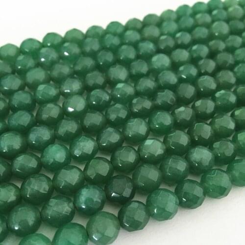 Factory outlet 4mm 6mm natural stone dyed green chalcedony jades faceted round loose beads women jewelry making 15inch GE769