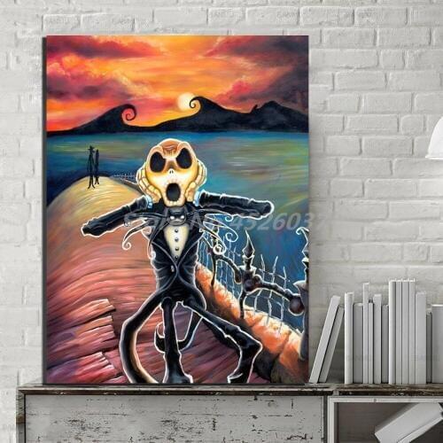 Nightmare Before Christmas Jack Scream Poster Painting On Canvas Bedroom Wall Art Decoration Pictures Home Decor