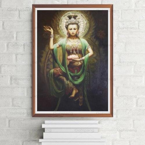 Canvas Painting Kwan Yin and Guanyin Prints Pictures Room Wall Art Decor God Bless You No Frame Poster Oil Painting Decoration