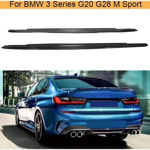Carbon Look Car Body Kit Side Skirts for BMW 3 Series G20 G28 M Sport 2019 2020 ABS Gloss Black Door Side Skirts Extensions Lip