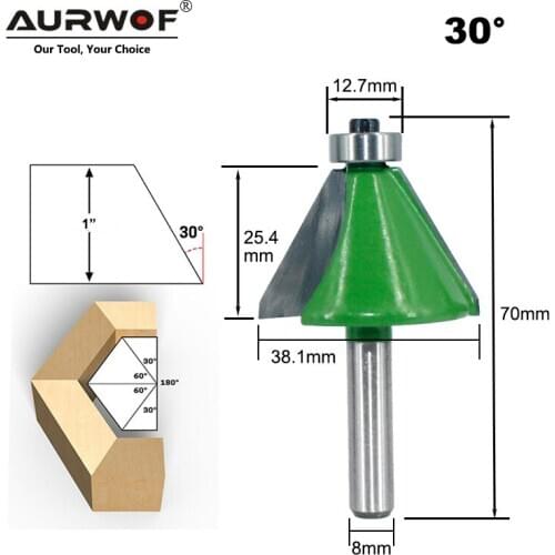 LAVIE 1pc 8mm Shank Chamfer Router Bit 30 Degree Bevel Edging Milling Cutter for Wood Woodorking Machine Tools MC02110-30