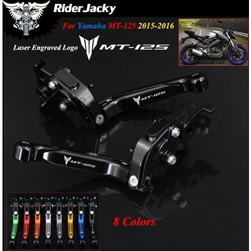 Laser Engraved Logo For YAMAHA MT125 MT-125 MT 125 2015/2016 Full Black CNC Motorcycle Folding Adjustable Brake Clutch Lever