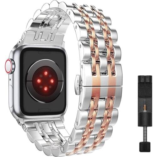 Business Metal Band for Apple Watch SE 6 Bands 44mm 42mm Stainless Steel Wristband Strap for iWatch Series 5 4 3 2 1 38mm 40mm