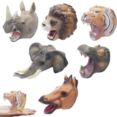 Simulation Animal Model Hand Puppet Kids Toy Large Vinyl Tiger Lion Elephant Dress Up Storytelling Puzzle Game Educational Toys