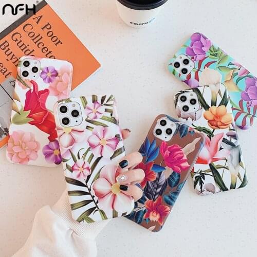 Fahsion Pretty Flowers Phone Case For iPhone 11 12 Pro Max X XR XS Max SE 2020 6 6S 7 8 Plus Silicon IMD Bumper Protection Cover