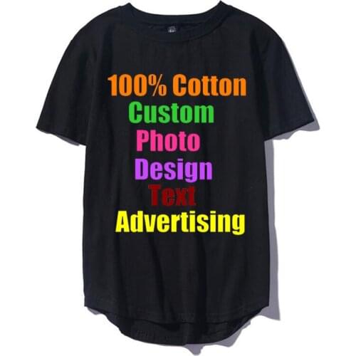 Customized LOGO Mens Long Arc Bottom shirt pure Custom tee shirt Men Cotton American casual short sleeve t-shirt