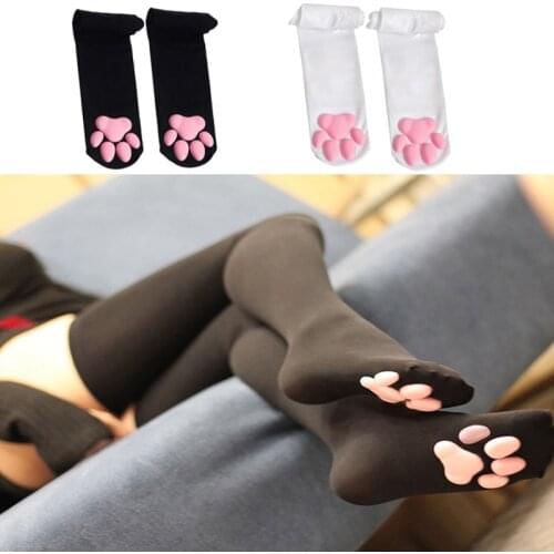 Thigh High Socks Cat Paw Socks Paw Pad Socks for Girls Women 3D Kitten Claw Stockings Lolita Cat Maid Cosplay Valentines Gift