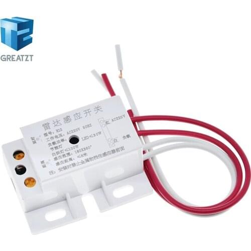 New 220V AC 50Hz Auto Infrared Sensor Switch PIR Microwave Radar Body Motion Sensor Module Adjustable For Time Distance Range