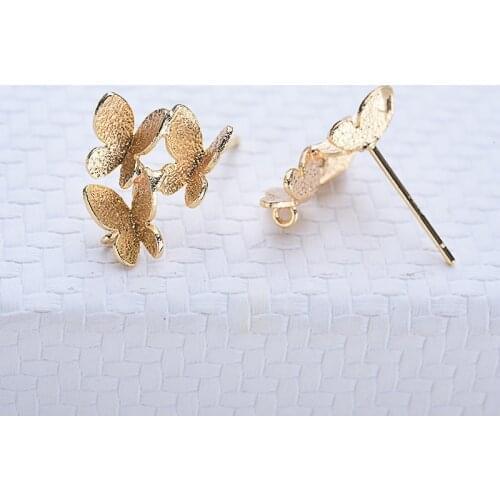 6pcs Butterfly Earring Base Charm High Quatily Ear Pins Connector Pendant Findings DIY Jewelry Making