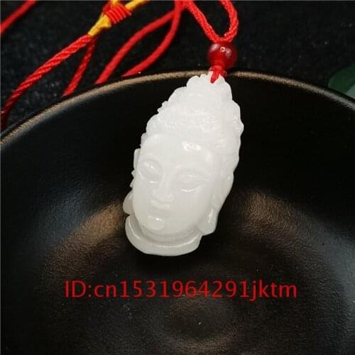 Gifts Jadeite Hand Jade Necklace Charm Men Fashion Pendant Amulet White Jewelry Natural Women for Carved Chinese Guanyin