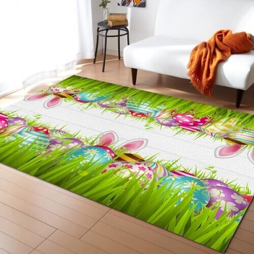 Easter Eggs Rabbit Ears Grass Carpets for Bedroom Home Decor Carpets Kawaii Rugs and Carpets for Home Living Room Outdoor Rug