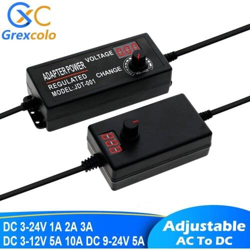 Adjustable DC 3-12V 9-24V Voltage Regulated Adapter with display Screen Universal Power Supply Adapter EU/US Plug