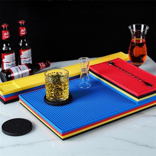 Rubber Service Bar Mat Household Cups Mat Cocktail Bartending Tools Waterproof Non Slip Beer Mug Coasters Kitchen Placemats