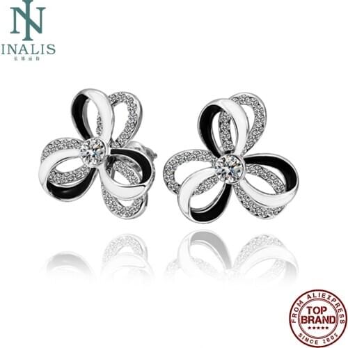 INALIS White Flower Earrings For Women Inlay Czech Crystal Earring Tree Romantic Party Fashion Jewelry Gifts 2021 New Arrival
