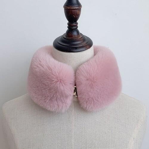 Faux Rabbit Fur Scarves For Women Fashion Warm Fur Muffler Autumn Winter Fluffy Fur Collar 52*10cm Neck Warmer Snap Scarf Handy