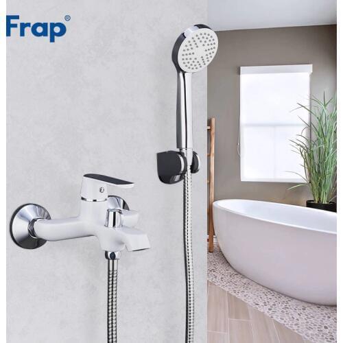 FRAP Bathtub Faucets bathroom shower mixer brass chrome wall mounted shower faucet shower head set white green orange bath mixer