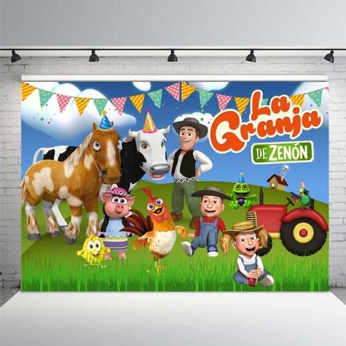Photo Background Custom Green Grass Farm Photo Booth Vinyl La Granja De Zenon Photo Studio Kids 1st Birthday Backdrop