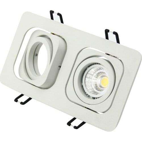 Double Recessed Spotlight Fitting Mounting Frame MR16 / GU10 Socket Modern Aluminum