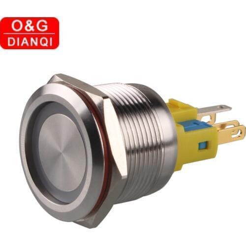 22mm 6Pins Waterproof Push Button Switch Selflocking/Momentary Push Button with 24v Red Blue Green Yellow Ring Led Light