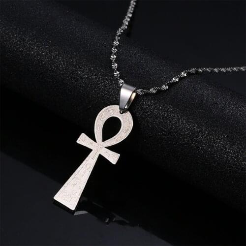 Stainless Steel Egyptian Ankh Cross Pendant Neckalce Ancient Symbol Egypt Eye Jewelry
