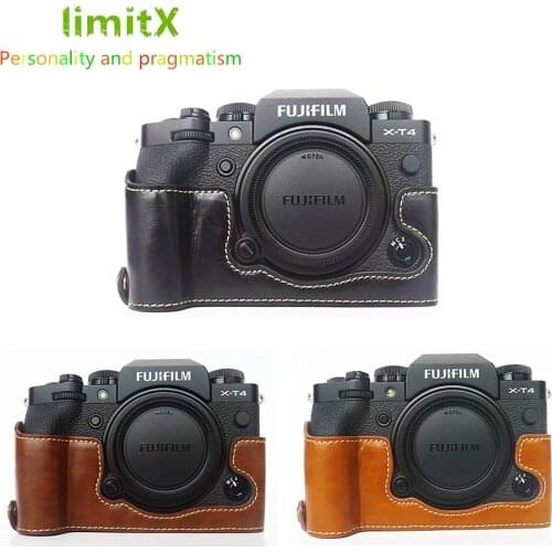 Pu Leather Case Bottom Opening Version Protective Half Body Cover Base For Fujifilm X-T4 XT4 Cameras