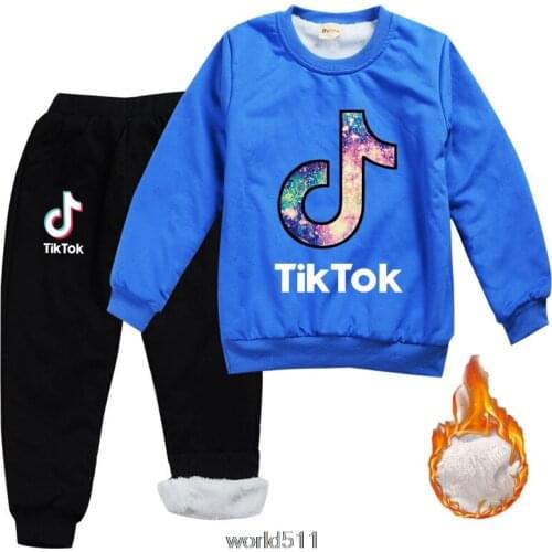 Tik Tok Winter Boys Cotton Clothes Girls Short Sleeve Tik Tok Hoodies+ Long Sleeve Pants Sets Outfits Kids Clothes