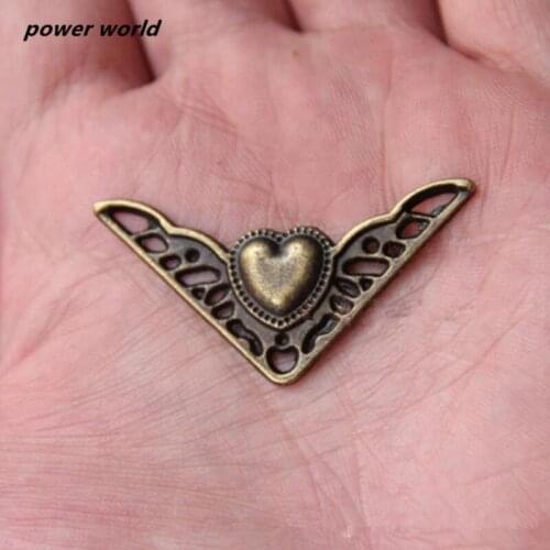 10pcs Zinc Alloy Heart-shaped Corner Brackets Side Length 35mm Decoration Hardware Corner for Furniture Decorative Protector