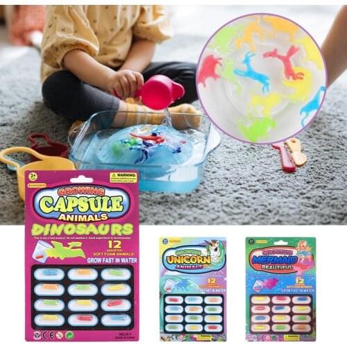 12 Assorted Magic Grow Capsules Larger In Water Soft Foam Baby Early Educational Cognition Toys Mermaid Dinosaur Grow Capsule