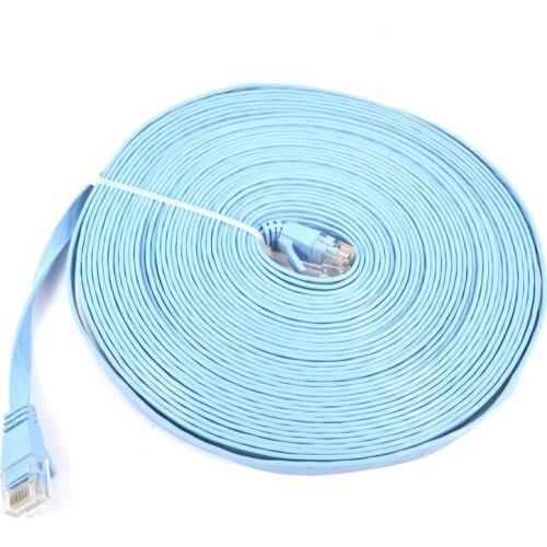 2017 High Quality Sky Blue 15m CAT6 Flat UTP Ethernet Network Cable RJ45 Patch LAN Cable For Router DSL Modem laptop office