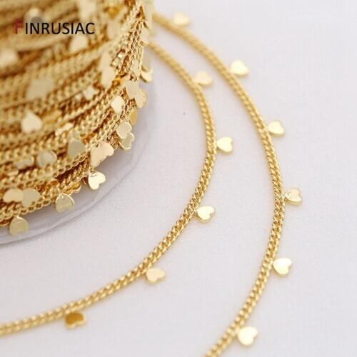 2021 Fashion 14k Gold Plated Heart Chain For Jewelry Making 1.6mm Metal Chains Wholesale DIY Jewellery Craft