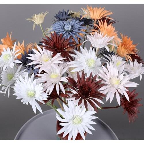 3 Heads Plastic Small Daisy Flower Branch Wedding Home Decoration Road Lead Flowers Arrangement Fake flowers