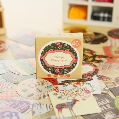 46 pcs/box vintage design mini paper sticker decoration DIY diary scrapbooking sealing sticker kawaii stationery