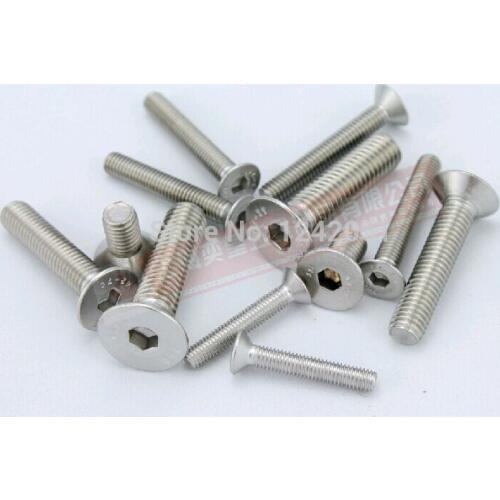 50pcs Metric M5*35mm Stainless Steel Flat Countersunk Head Hex Socket Cap Screw Bolt