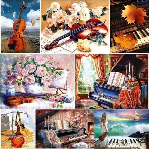 Huacan 5D DIY Diamond Painting Scenic Guitar Full Square Rhinestone Picture Diamond Embroidery Sale Diamond Mosaic