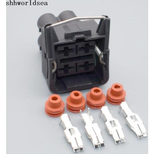 Shhworldsea 2/5/30/100sets 6.3mm 4pin auto waterpfoof connector plastic housing plug connector 357941165 357 941 165