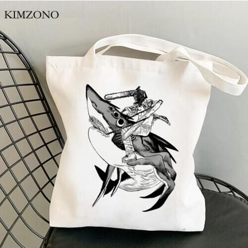 Chainsaw Man shopping bag recycle bag shopping cotton jute bag eco bolso bag ecobag sac cabas jute cabas