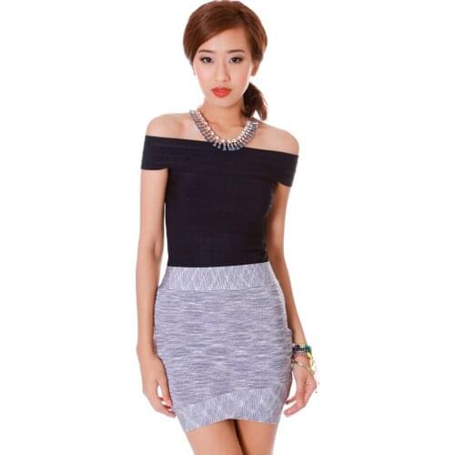 Black rayon 2020 new fashion knitted sexy womens top quality summer off the shoulder bandage top