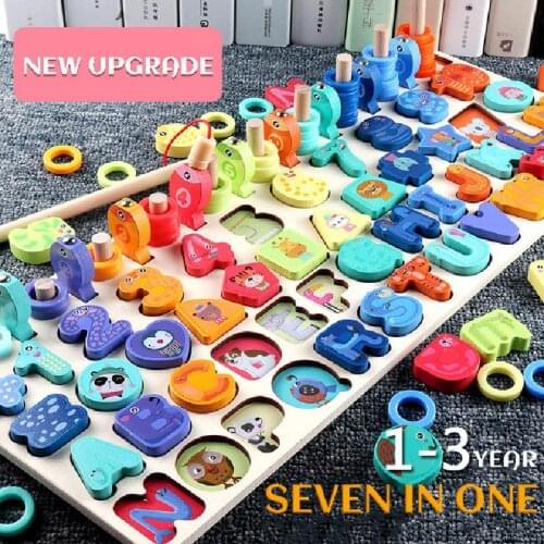 Wooden Math Fishing Game Montessori Baby Early Educational Cognitive Matching Of Shape And Number Busy Board Toys For Childrens