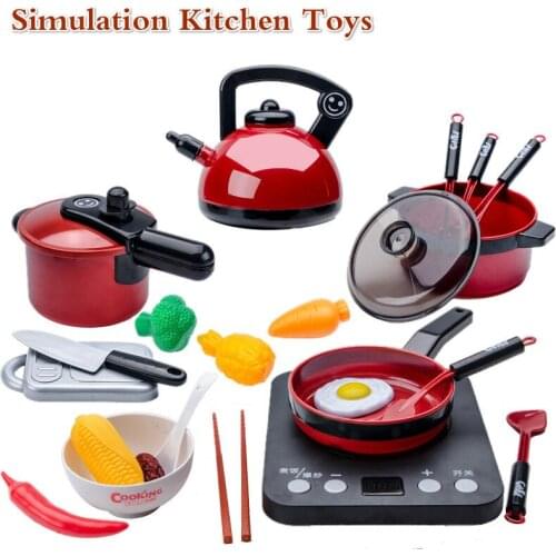Childrens Kitchen Cooking Set Toys Food Cookware Pot Pan Cooking Play House Utensils Toy Gift Simulation Kitchen toys