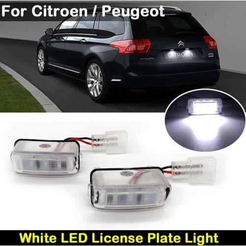 For Citroen C3 C4 C5 BERLINGO SAXO XSARA For Peugeot 206 207 307 308 406 407 5008 Partner White LED License Number Plate Light