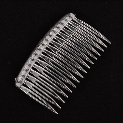 100pcs 8x5cm handmade comb 16tooth plastic headwear hair accessories women transparent white clear plastic hair comb findings