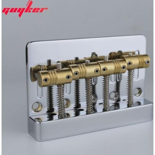 Guyker 4 String High Mass Bass Bridge with Vintage CNC Machined Brass Saddles Tailpiece Replacement for Jazz Bass or Precision E