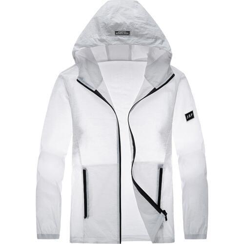 Summer Ultra-thin Breathable Jacket Men Anti-ultraviolet Mens Sun Protection Clothing Fashion Hooded Outdoor Men Jacket M-8XL