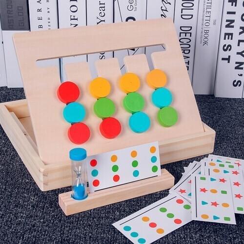 Montessori Toy Colors Geometry Double Sided Matching Game Logical Reasoning Training Kids Educational Toys Children Wooden Toy