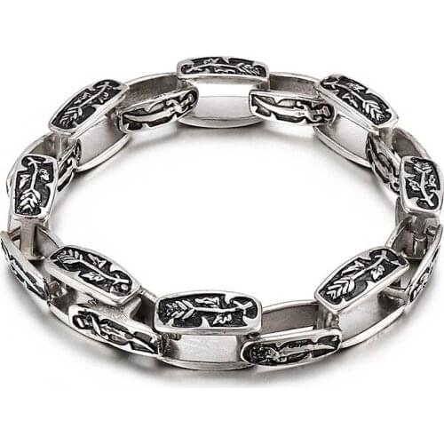 Retro punk style stainless steel mens jewelry about personality pattern titanium steel bracelet trendy mens accessories