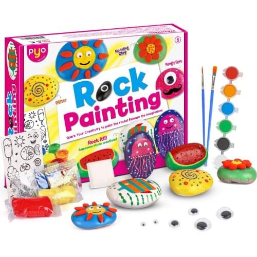 Children Toy Stone Painting Montessori Set Girl Educational Handmade DIY Graffiti Drawing Multicolor Material Package Gift